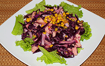 Салат с капустой, горошком и кукурузой